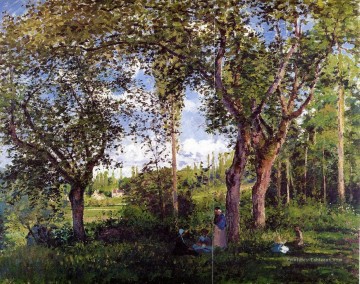 paysage avec des poussettes reposantes sous les arbres 1872 Camille Pissarro Peinture à l'huile